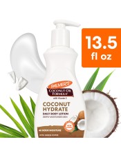 Benefits:

Hydrates & Replenishes skin with natural Coconut Oil and Green Coffee for visibly healthy-looking, radiant skin
48 hour moisture
Vegan Friendly - No animal ingredients or testing
Free of Parabens, Phthalates, Dyes
Ethically & Sustainably Sourced Ingredients
America's #1 Coconut Oil Body Care brand
Fair Trade Certified Organic Extra Virgin Coconut Oil
Works well layering with Palmer's Coconut Body Oil and Balm
Dermatologist Approved

 
Hydrate and Replenish skin with Palmer's Coconut Oil Formula daily body lotion, crafted with antioxidant-rich Coconut Oil and Green Coffee Extract for radiant, healthy-looking skin.
Proudly made in U.S.A., Palmer's® has been a trusted brand for over 180 years, providing high-quality natural products that are passed down from generation to generation.  America's #1 Coconut Oil Skin Care brand Palmer's Coconut Oil Formula uses the highest quality natural ingredients for superior moisturization head-to-toe.
 